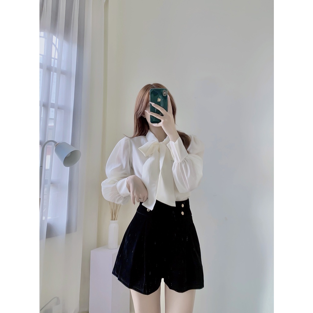 Quần Short Nhung 4 Khuy Dáng Váy - CHUPPY - SN11