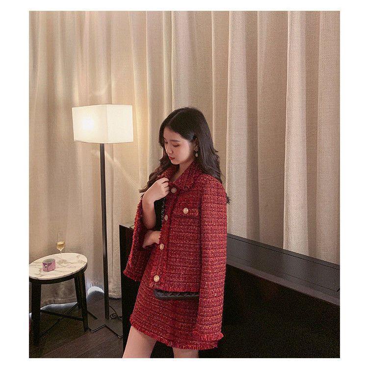 Set Đồ Hai Món Áo Khoác Vải tweed Thời Trang Mùa Thu 2022 Cho Nữ Xiaoxiangfeng