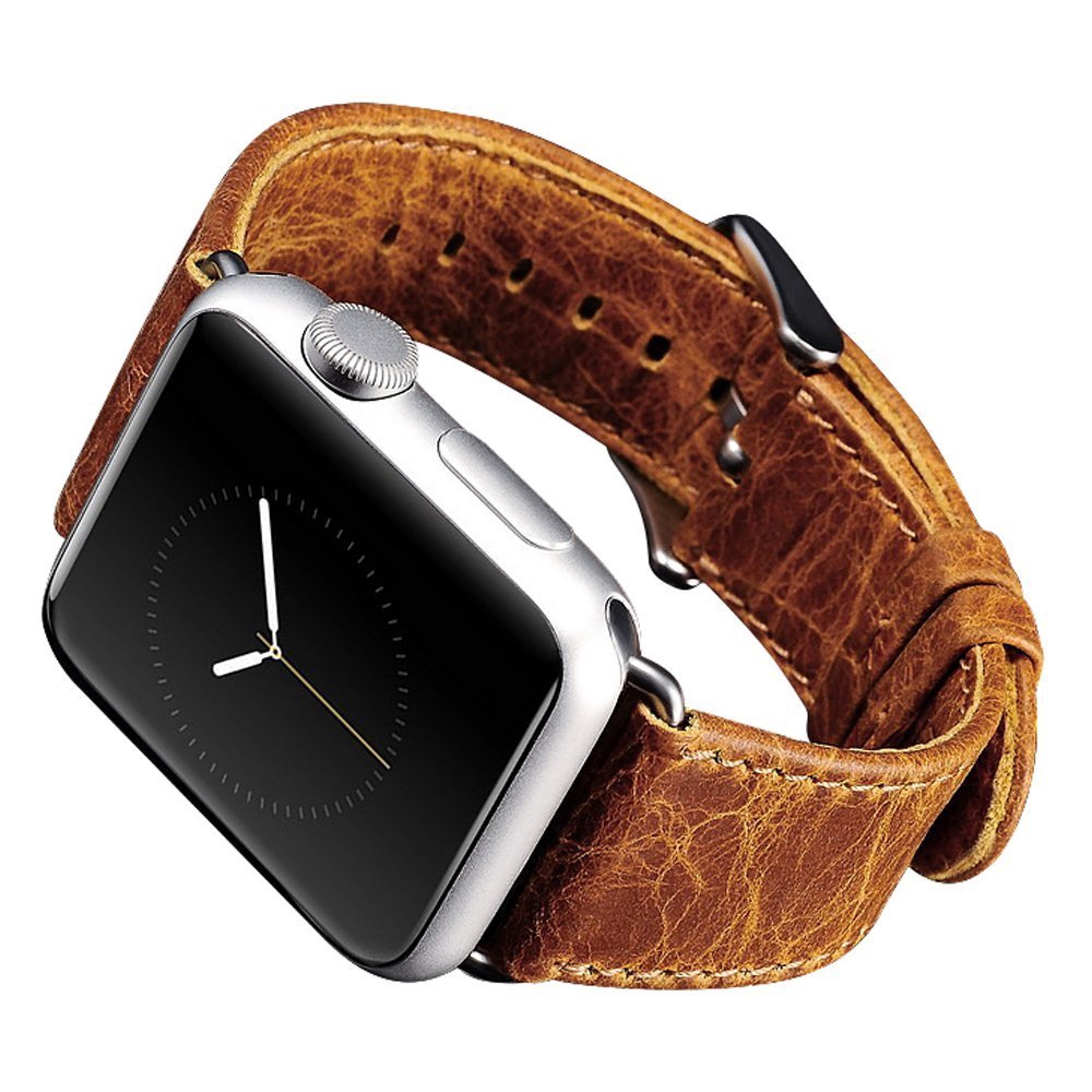 Dây da cho đồng hồ Apple Watch Series 1 2 3 4 5 6 SE 38mm 40mm 42mm 44mm Series 7 41mm 45mm đa năng