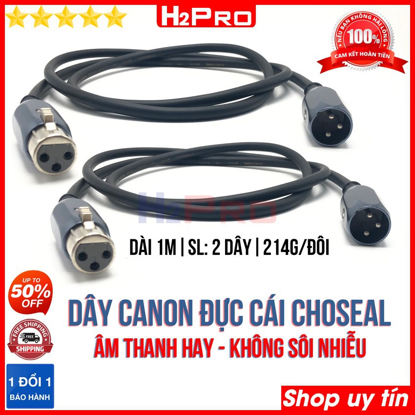 Đôi dây canon đực cái CHOSEAL H2Pro cao cấp dài 1m âm thanh hay, chống sôi-nhiễu (2 dây), jack canon đực cái chính hãng