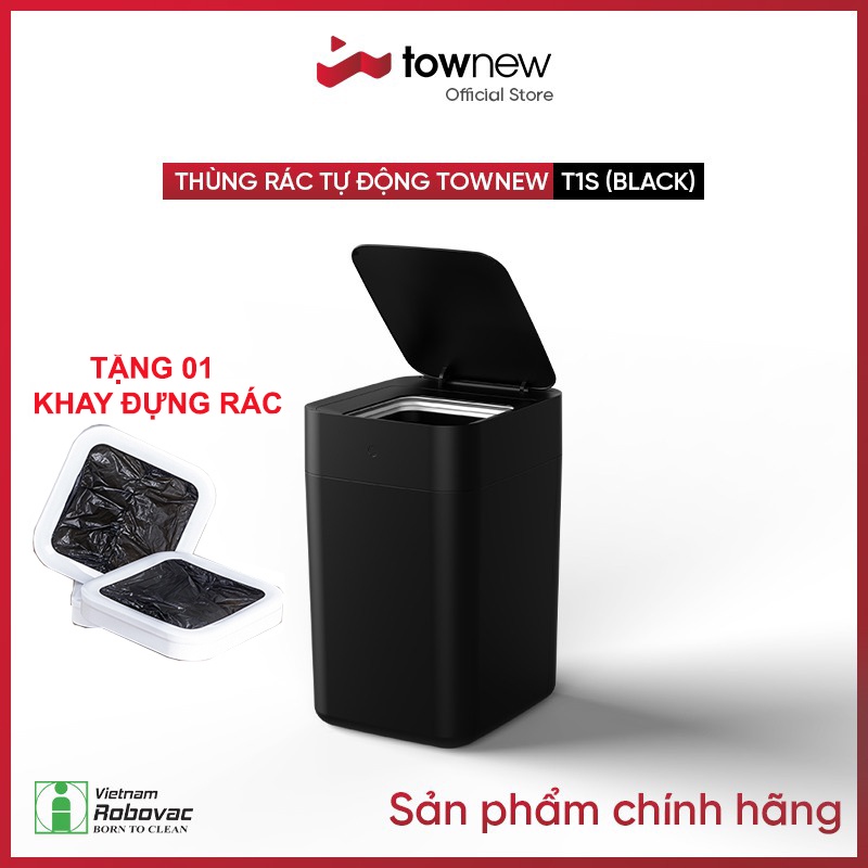 Thùng rác thông minh TOWNEW T1S(Black) - Tự động hàn túi - BẢN QUỐC TẾ