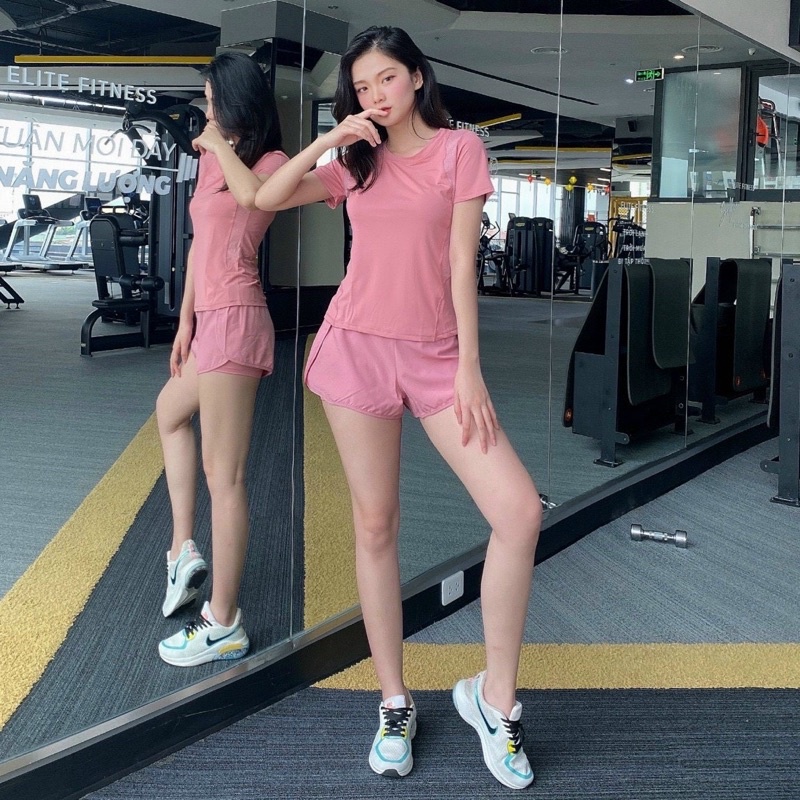 Bộ tập gym-yoga nữ, sét tập quần đùi 2 lớp thun lạnh thể thao hàng quảng châu cao cấp-Kho Sỉ Mai Xuân
