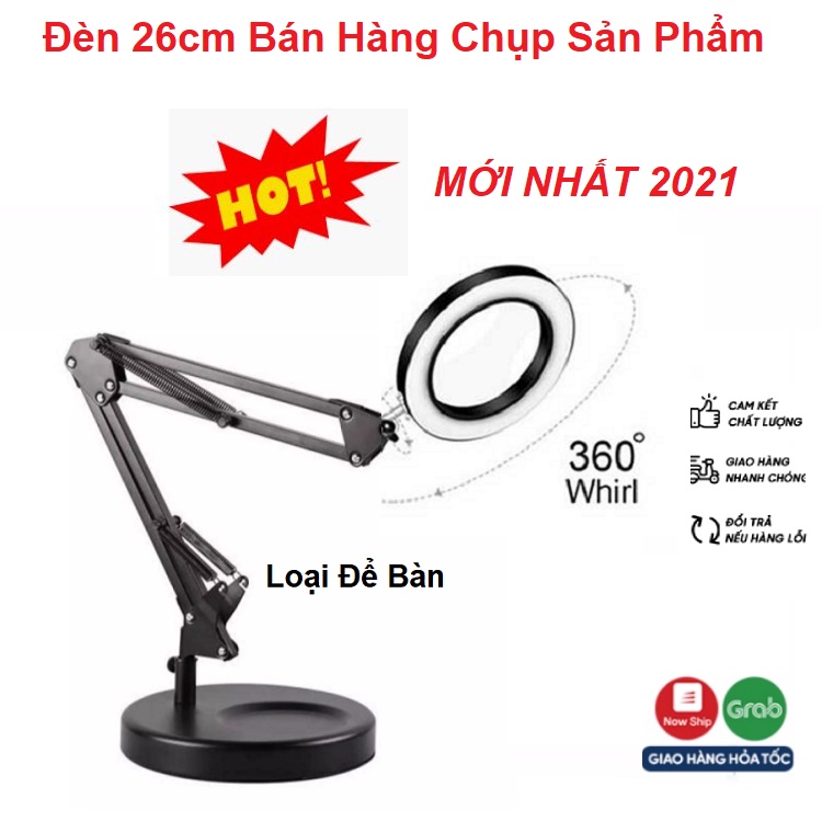 Đèn Để Bàn 26cm Xoay 360 Độ, Tặng Kèm Kẹp Điện Thoại - Đèn Học Đa Năng Gấp Gọn - Make Up - Quay Livestream Tiktok