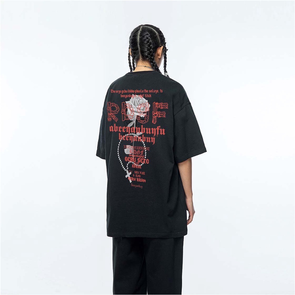 CLOT Áo phông unisex form rộng nữ vintage đen ulzzang cổ tròn 100%cotton