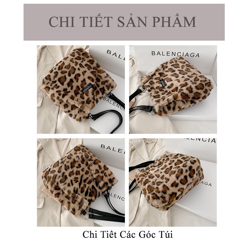 Túi Tote Lông Thú Họa Tiết Trắng Trơn Hàng Nội Địa Trung Siêu Hot