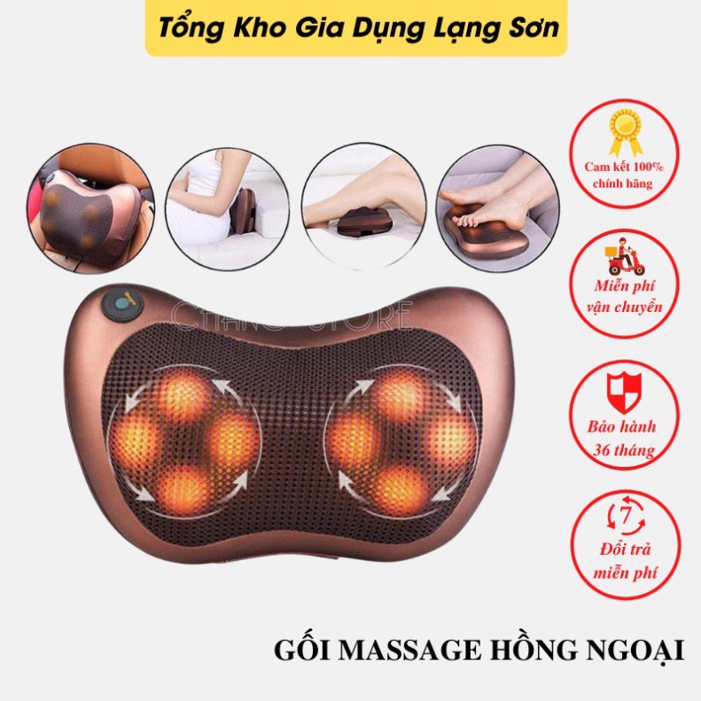 Gối Massage Cổ Hồng Ngoại 8 Bi Xoay 2 Chiều Công Nghệ Nhật Bản - BẢO HÀNH 12 THÁNG, Máy Mát Xa Cổ Vai Gáy