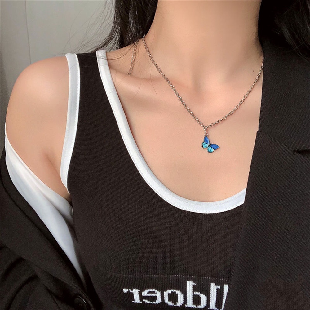 Vòng cổ Mặt Bướm Xanh Dương Thời Trang Cho Nữ