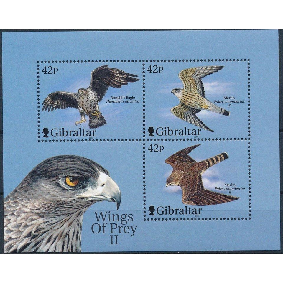 Tem sưu tập Tem Chim săn mồi Gibraltar 2000 ( bộ 2)
