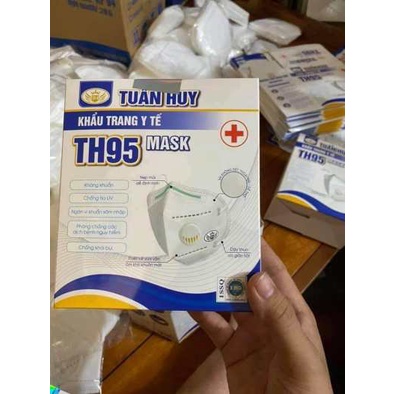 Khẩu trang N95/TH95 có van, 5 lớp Tuấn Huy - Kháng khuẩn, chống bụi - Hộp 10 chiếc