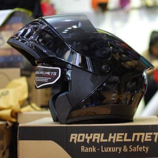 Mũ bảo hiểm ROYAL M168 - Mũ lật hàm 2 kính chính hãng Royal màu Đen nhám