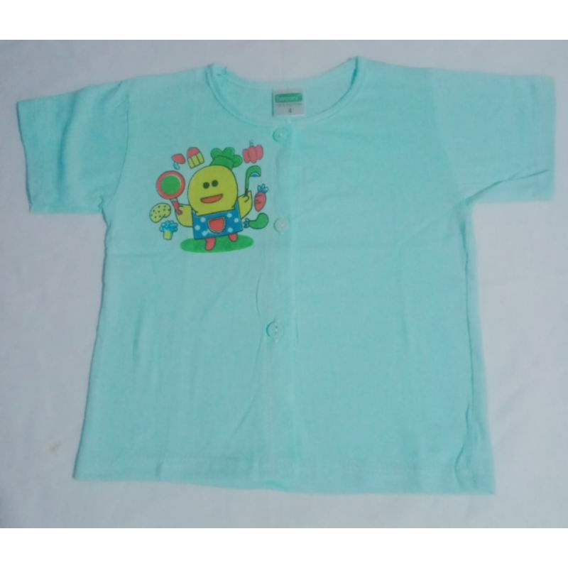 Áo nút giữa tay ngắn màu sơ sinh 100% cotton
