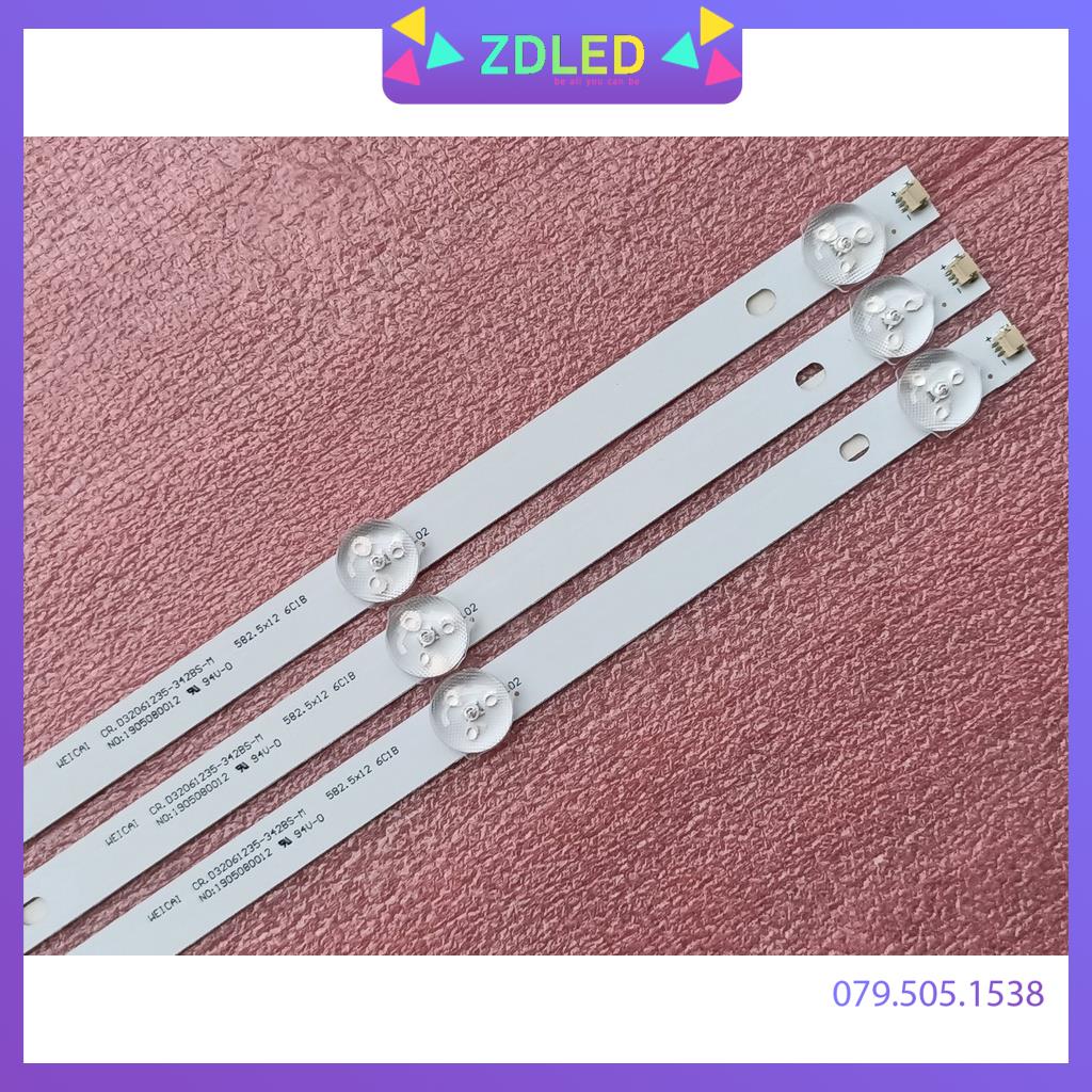 THANH LED TIVI  ASANZO 32S500 32T500 MX315D06-ZC21FG-02. HÀNG MỚI 100%, THANH 3 THANH, MỖI THANH 6 BÓNG 3V, DÀI 59,2cm