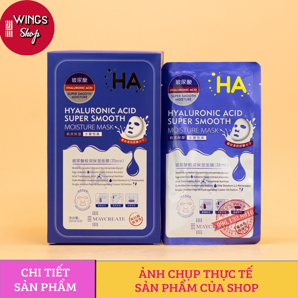 Mặt nạ HA Cấp Ẩm, Dưỡng Trắng Xanh Tím Maycreate