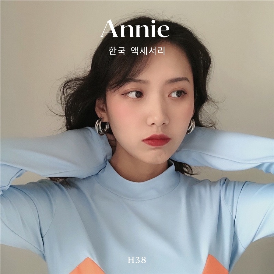 Bông tai tròn kim loại mạ hàn quốc cá tính thời trang ANNIE - H38