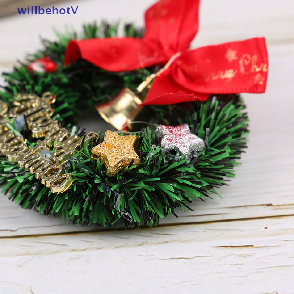 [WillbehotV] 1 Vòng Hoa Giáng Sinh Thu Nhỏ 1: 12 1: 6 Trang Trí Nhà Búp Bê