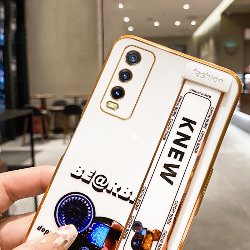 Ốp Điện Thoại In Hình Gấu Mạ Điện Kèm Dây Đeo Cho Vivo Y20 Y20i Y20S Y12S 2021 Y20S G Y20 2021 Y20A Y12A Vivo 2026