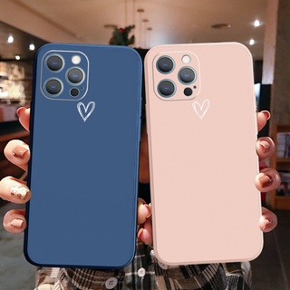 Dành Cho iPhone 13 Pro Max 12 11 XR XS 7 8 Plus SE 2020 Vỏ Silicon Cạnh Vuông Trái Tim