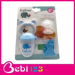 Túi nhai 3 giai đoạn Baby Babuu Nhật Bản kèm dây kẹp cho bé ăn dặm