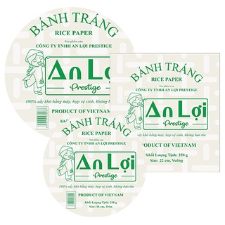 [GIÁ SỈ] COMBO 25 gói bánh tráng thương hiệu AN LỢI 250g /gói (16 cm / 22 cm, tròn / vuông, chuyên dùng cho các món cuốn