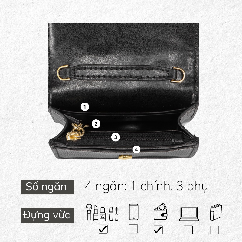Túi nữ mini NUCELLE ô trám đeo chéo thời trang đẹp cao cấp TINA SHOP NJ068