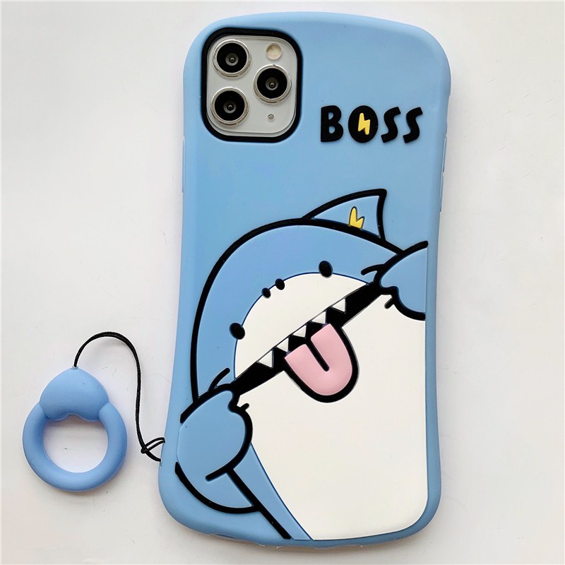 Cartoon lightning shark Silicone Case For iPhone 11 Pro Max 12mini 12 pro max X XR XS Max 7 8 6 6s Plus Soft Rubber Silicon Shockproof Cover