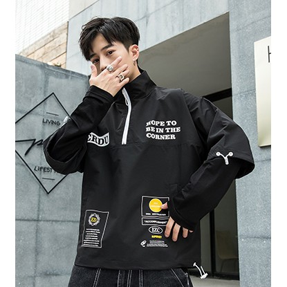 Áo Hoodies Chui Đầu Nam Nữ Tay Dài Giả Hai Lớp Phối Khóa Cổ ERDU Phong Cách Thời Trang Zenkocs3 MEN TOP 094