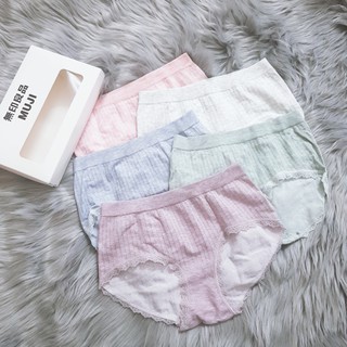 HỘP 5 QUẦN LÓT NỮ COTTON NÂNG MÔNG KHÁNG KHUẨN VIỀN REN (MÀU PASTEL MUỐI TIÊU)-HOT