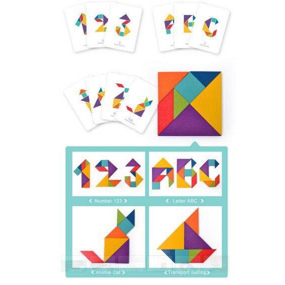 BỘ GHÉP HÌNH TƯ DUY COLORFUL TANGRAM MIDEER CHO BÉ toy.garden