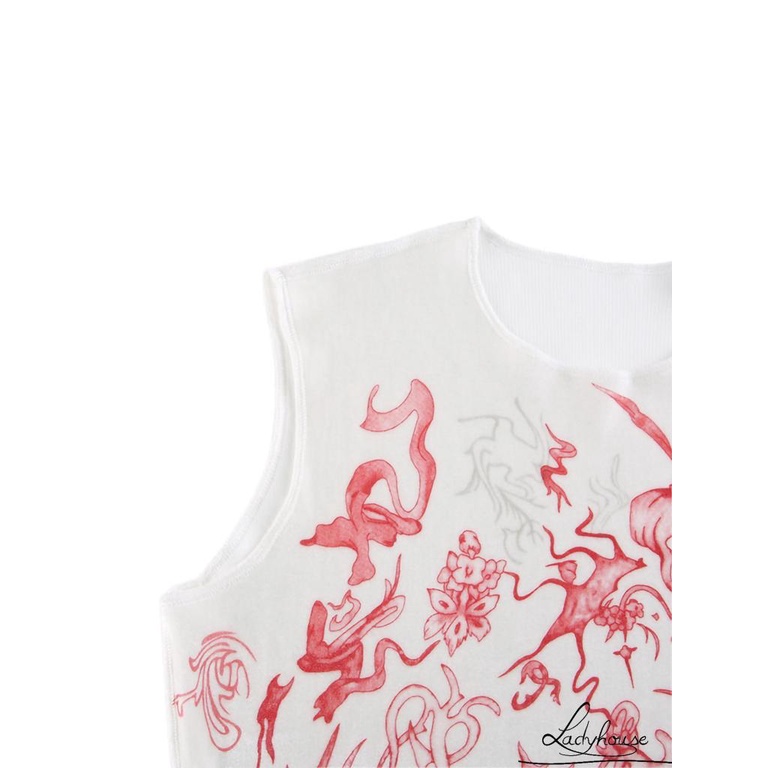 Áo Croptop Cổ Tròn In Họa Tiết Hoạt Hình Dễ Thương Cho Nữ