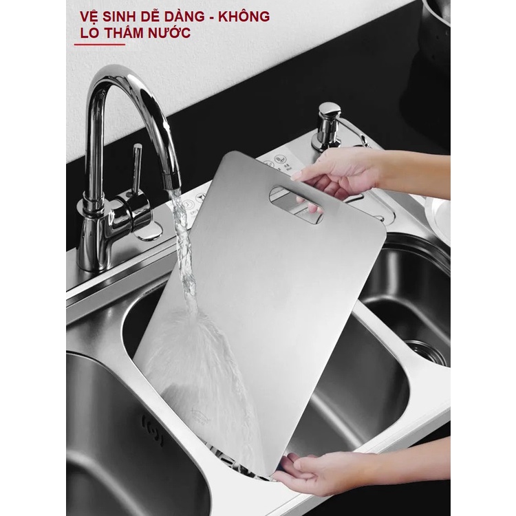 THỚT INOX 304 Kháng khuẩn cao cấp 2 mặt , rã đông nhanh,  nhập khẩu, chống ẩm mốc, chống rỉ sét - Dày 0.3 cm !