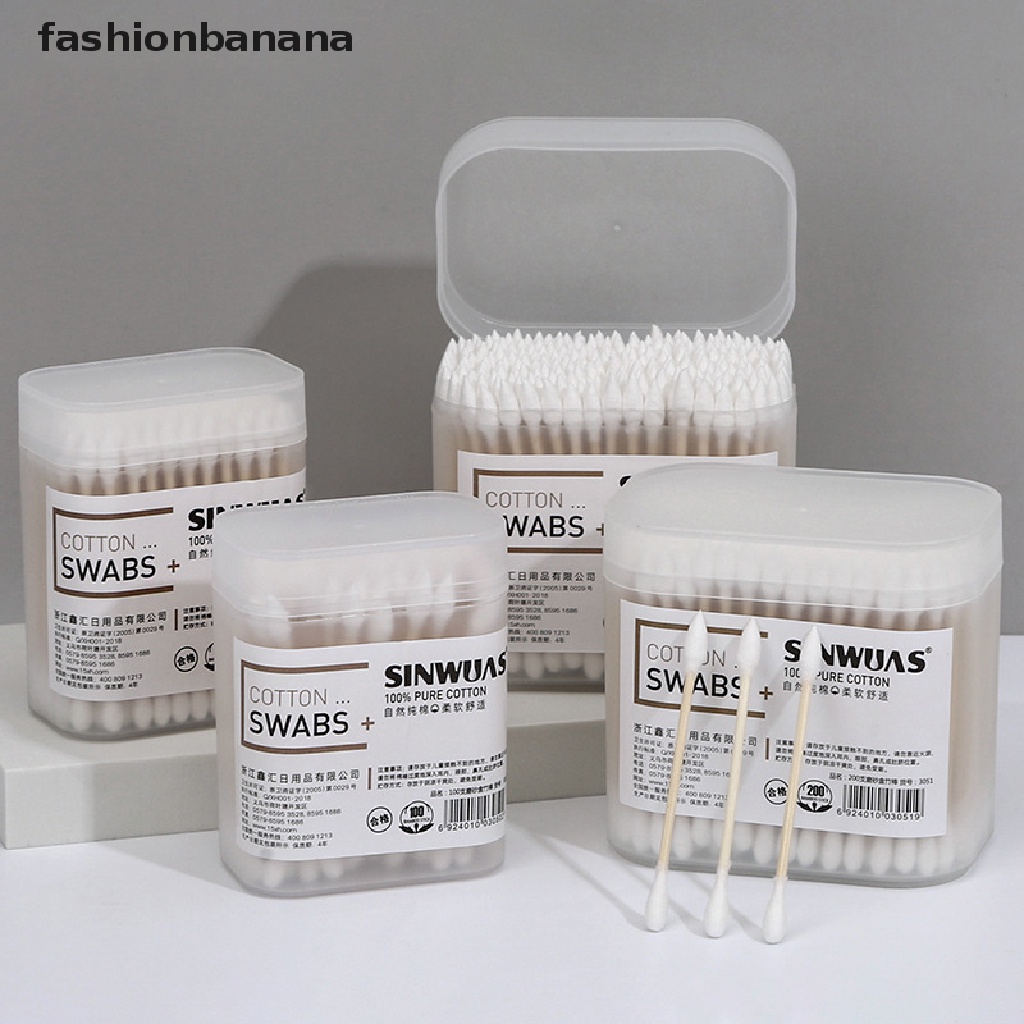 Bộ 100 / 200 Tăm Bông Cotton Hai Đầu Dùng Một Lần