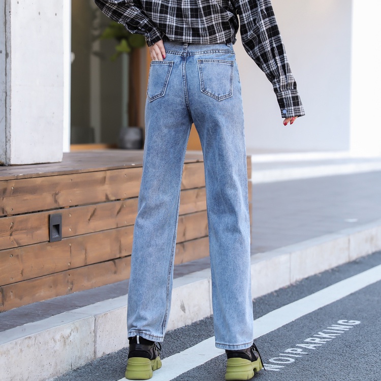 SUXI Quần Jean Lưng Cao Màu Sắc Đơn Giản Hợp Thời Trang