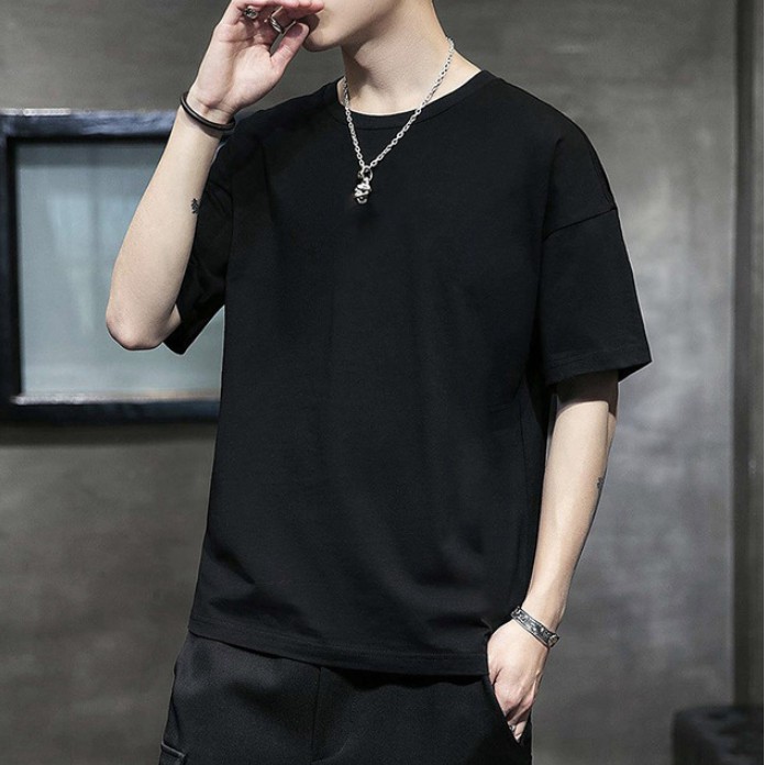 Triple A💕2021 new short-sleeved T-shirt men's Hong Kong style trend loose bottoming shirt youth plus size printing upper clothes