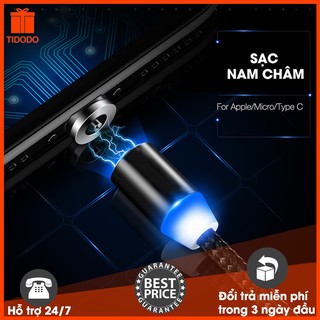 Cáp sạc nam châm Iphone, Android Xoay 360 Độ Nhiều Màu 1M