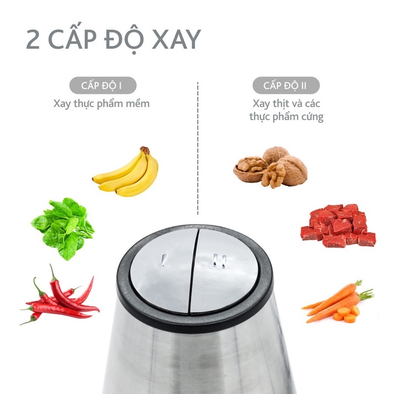 Máy xay thịt đa năng Lebenlang cối thủy tinh – LBUF1920 công suất 400W, dung tích 1200ml, bảo hành 2 năm