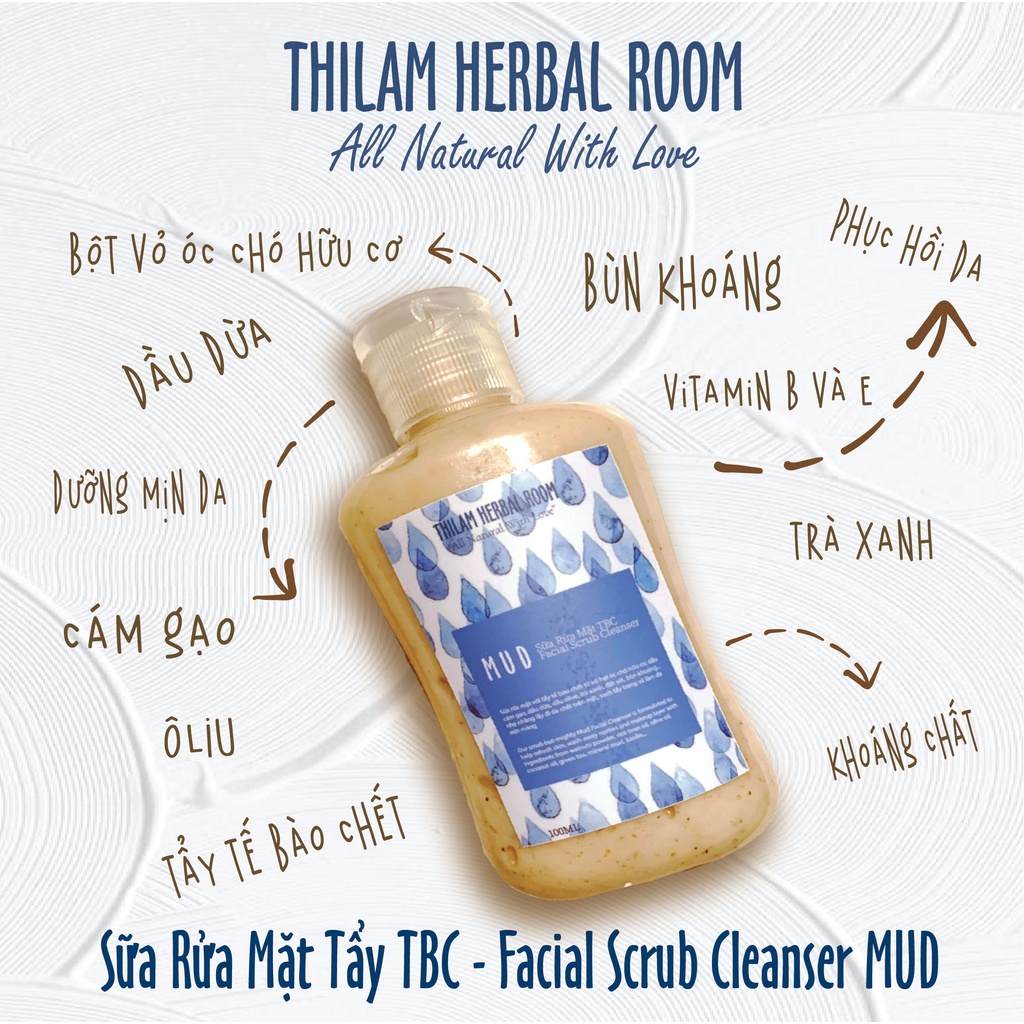 Sữa rửa mặt bùn hạt mịn TBC/Facial Scrub Cleanser - Mud