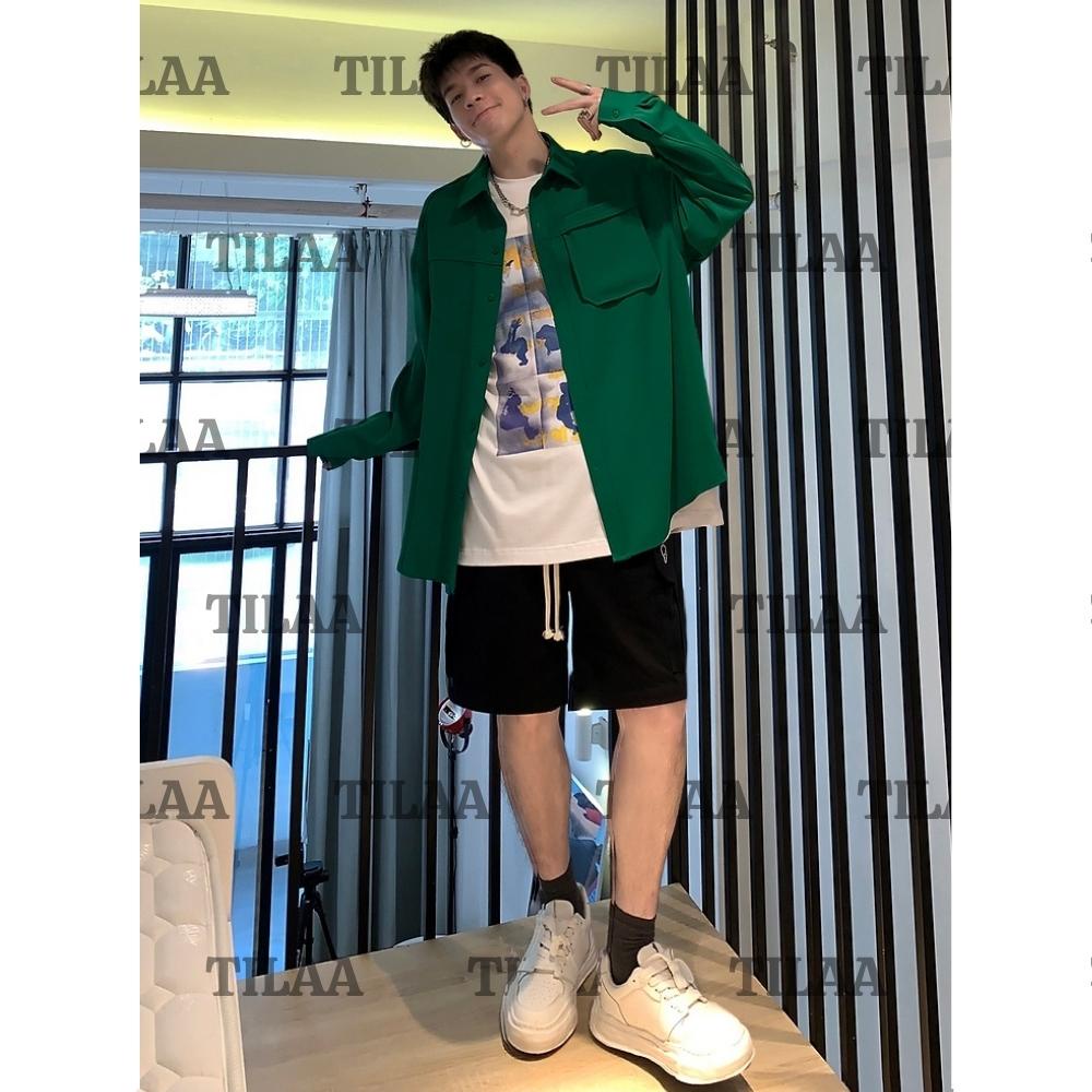 Áo sơ mi Nam vải lụa dài tay form rộng unisex phong cách Hàn Quốc AS04