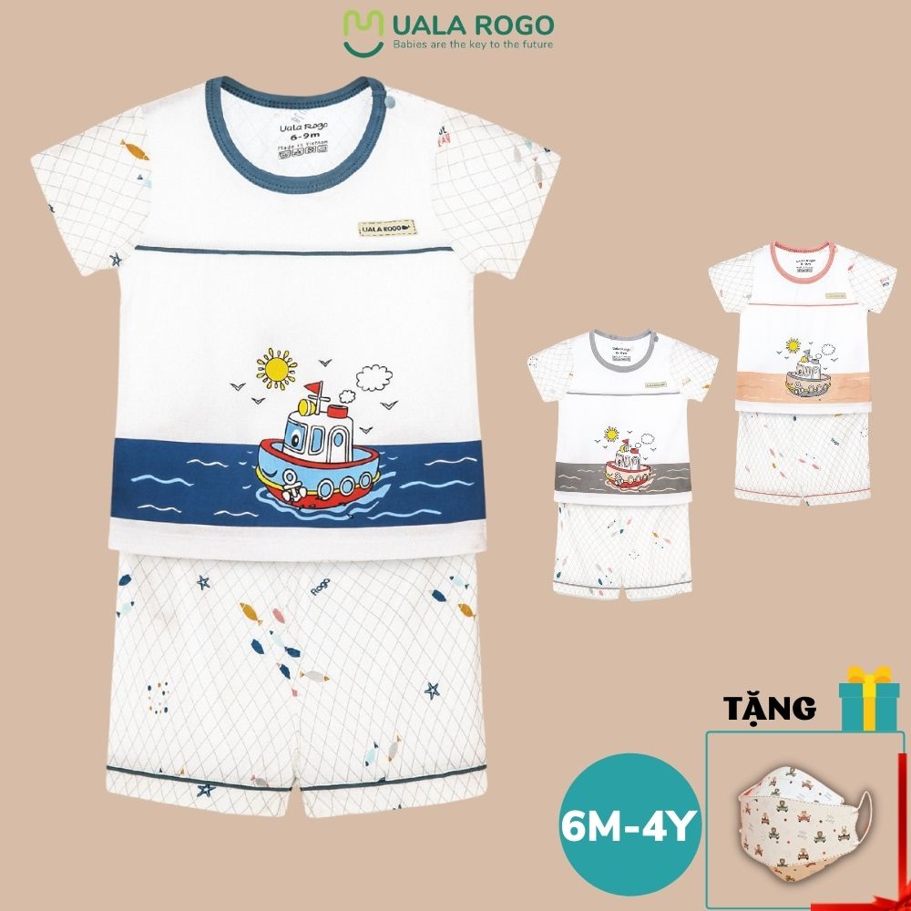 Quần áo bé trai Ualarogo 6 tháng - 4 tuổi vải Bamboo sợi tre mềm mát co giãn mùa hè 2056