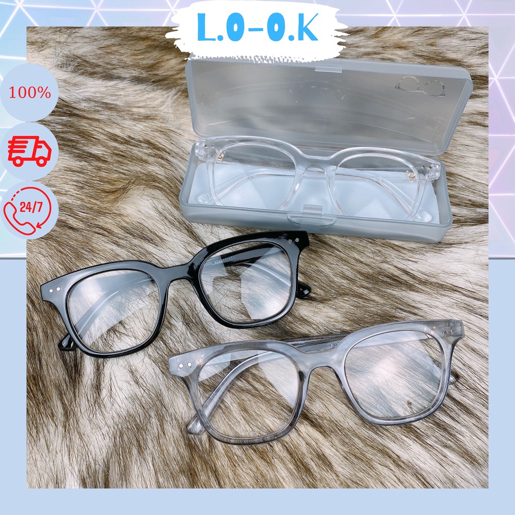 Kính giả cận Form vuông 2 chấm ngang - Mắt Kính giả cận cao cấp gọng siêu bền phong cách Hàn Quốc L.O-O.K 02
