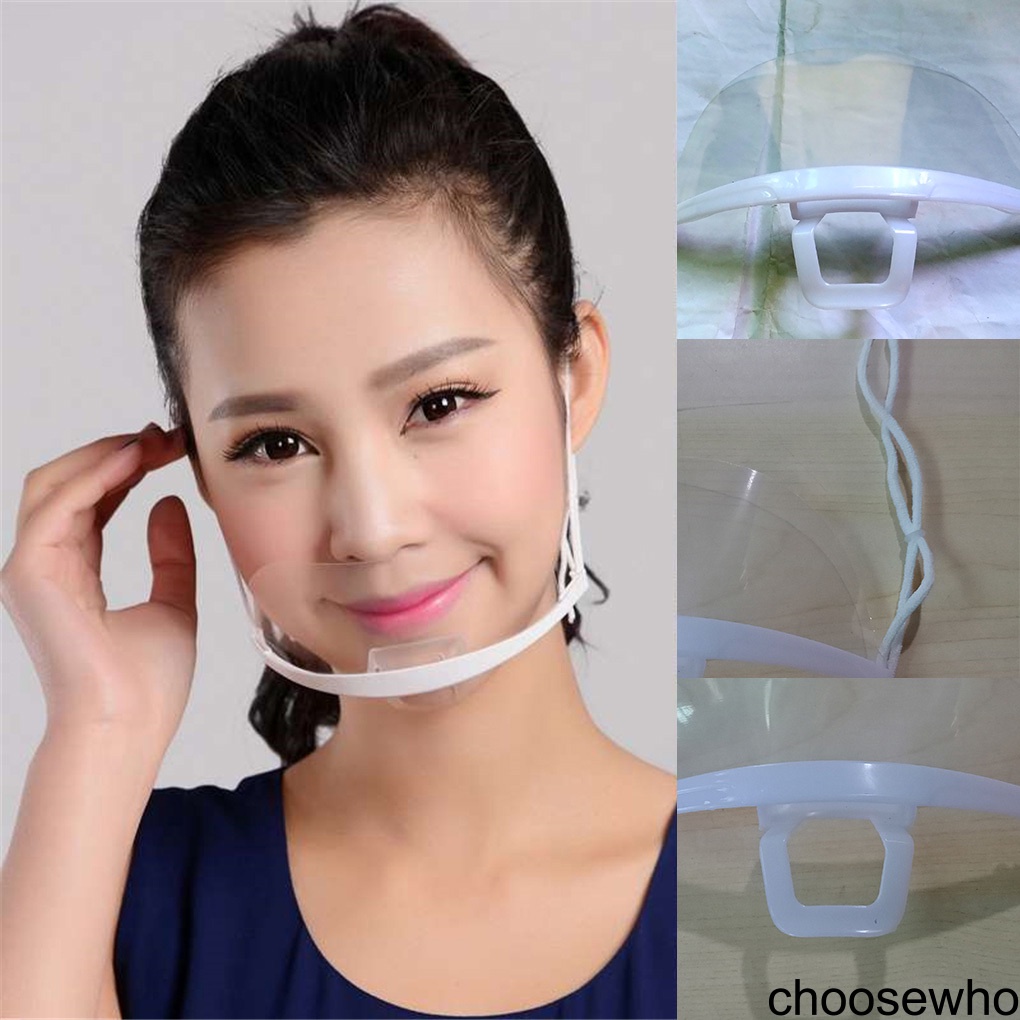 10pcs Disposable Restaurant Servant Anti Fog Plastic Mouth Mask Transparent Shield Mask for Catering Food
