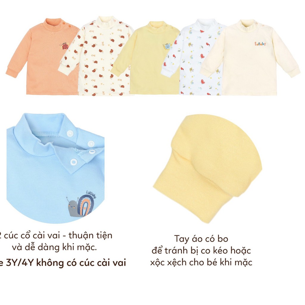 Áo cổ lọ cổ 3 phân cotton dày Lullaby bé gái mẫu mới 2021(9m-4y)