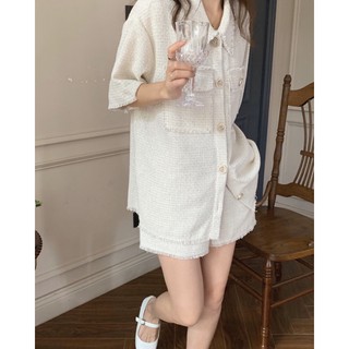 set dạ tweed trắng hàn quốc