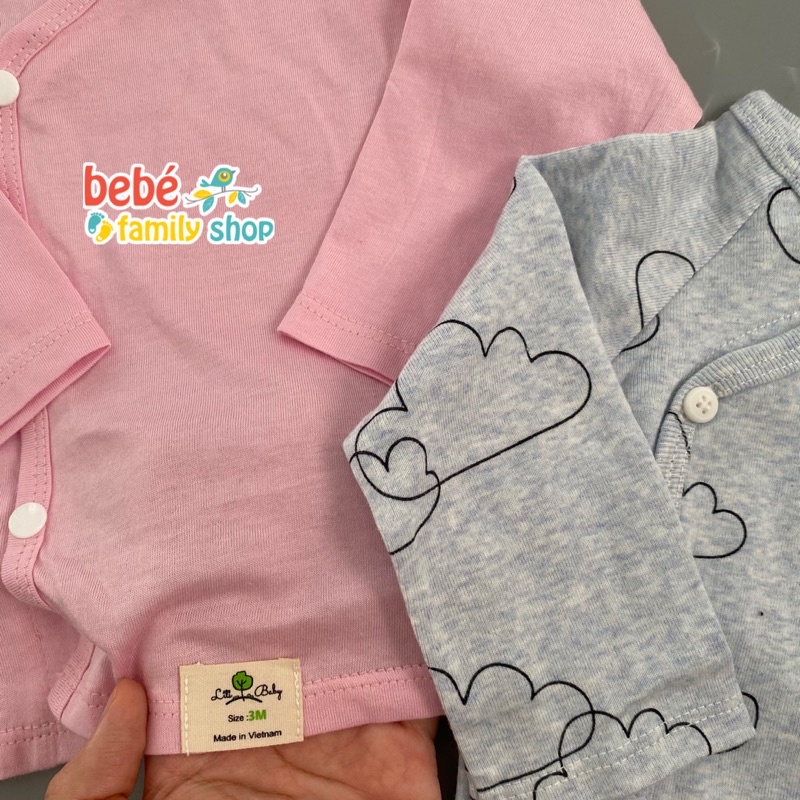 Bộ dài sơ sinh cúc lệch chéo thun cotton Litibaby cho bé trai và bé gái - STL SGL