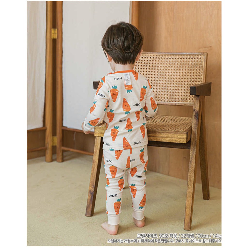 ĐỒ THU ĐÔNG BỘ DÀI TAY CAO CẤP TRẺ EM CỦA HÃNG CORDI-I, CHẤT THUN COTTON ORGANIC, MẪU CÀ RỐT