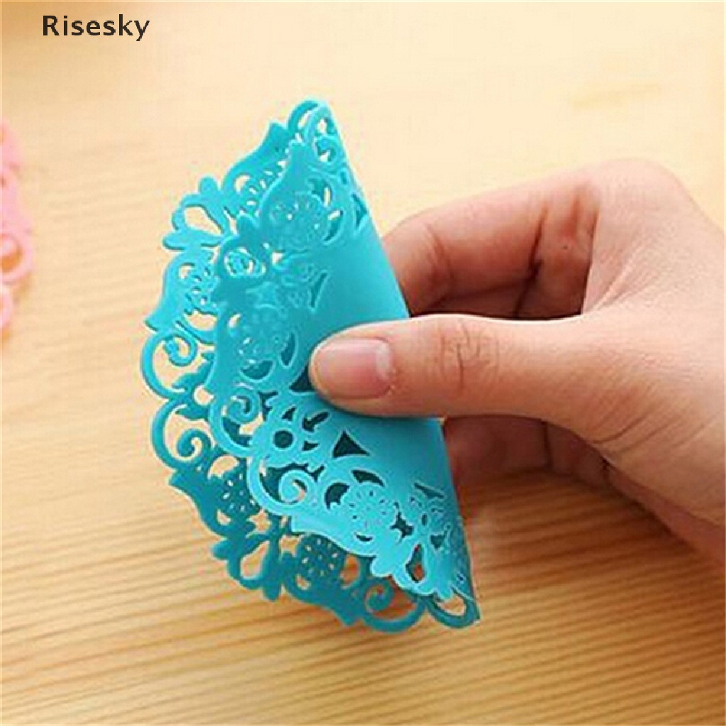 Miếng Lót Ly Silicon Cách Nhiệt Phối Ren Hoa Thiết Kế Mới Xinh Xắn Thời Trang