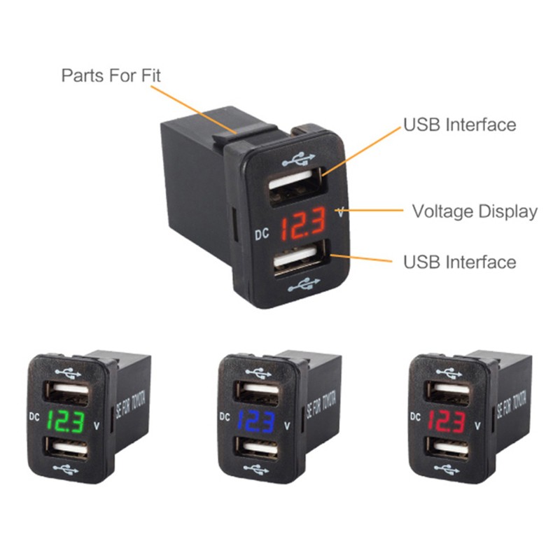 Bộ sạc xe hơi với 2 cổng USB cho Toyota ( 40x23mm )