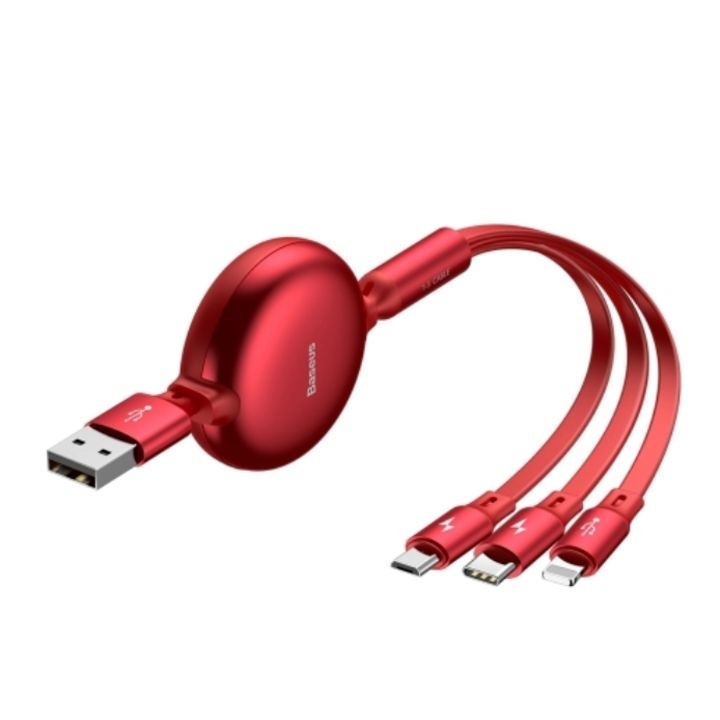 Cáp Sạc Đa Năng Du Lịch Rút Gọn Baseus Little Octopus 3-in-1 CAMLT-ZY0 (Type C / Micro USB/ Lightning - Hàng chính hãng