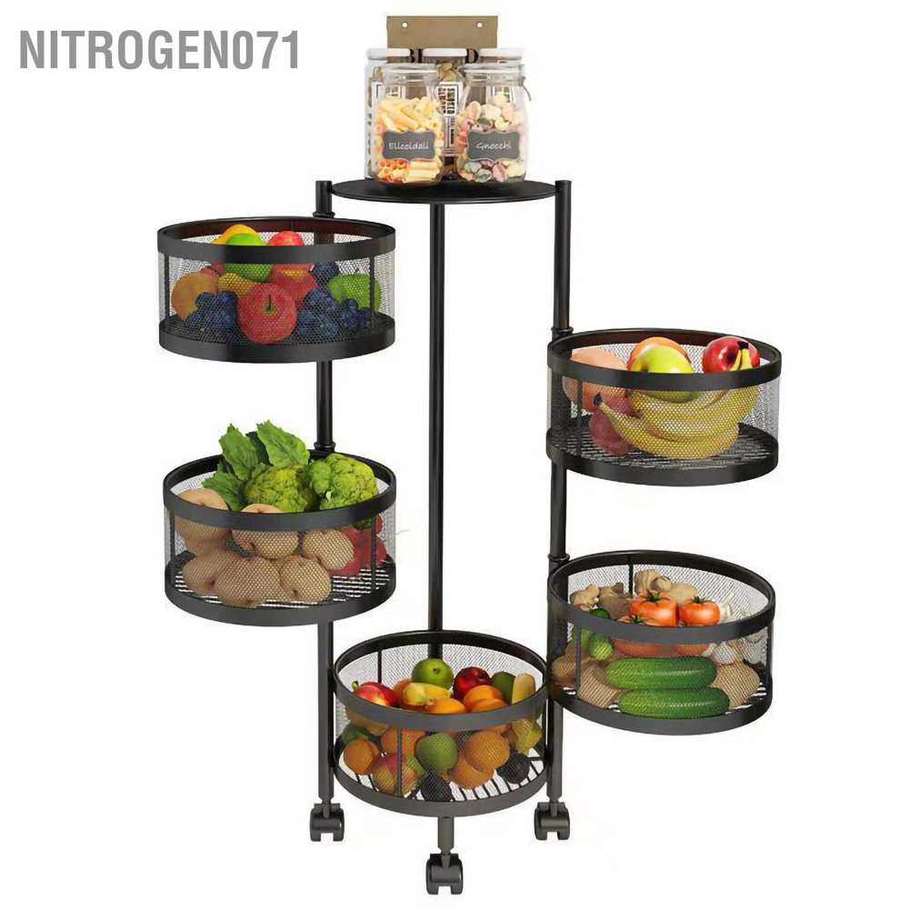 Nitrogen071 KỆ NHÀ BẾP Xoay Vuông Tròn Đa Năng , giá Đa NĂNG XOAY 360 2/ 3/4/5 Tầng Có Bánh Xe Di Chuyển.