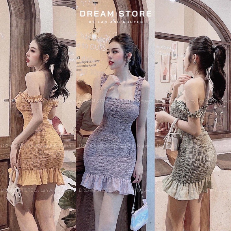 VÁY BODY CHẠY CHỈ CHUN 2 DÂY PHA BÈO