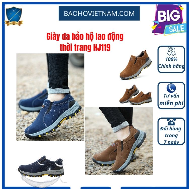 Giày da bảo hộ lao động thời trang HJ119 Chống đinh siêu bền chống trơn trượt